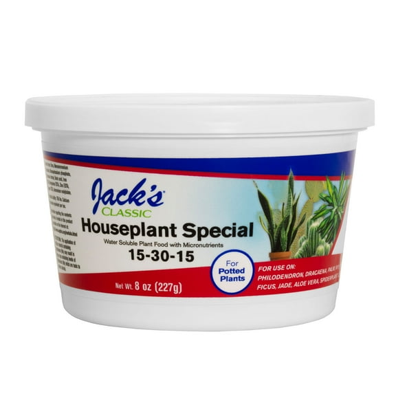 J R Peters Inc Jacks 51508 Classic 15-30-15 Houseplant Special Fertilizer, 8-Ounce