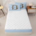 thumbnail image 4 of Homewish Girls Initial B Leopard Print Zipper Twin Comforter Sets with Fitted Sheet and 2 Pillowcases,Teens Kawaii Ribbon Bowknot Zipper Bedding Set,4-Piece, 4 of 6