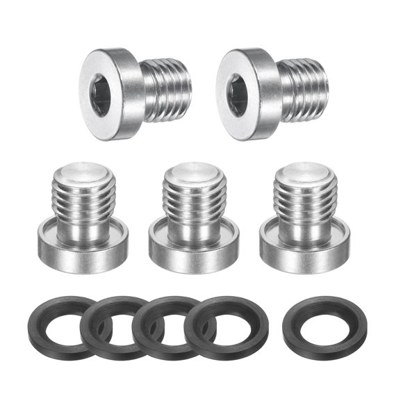 M12 x 1 Stainless Steel Pipe Plug 5 Pcs Metric Male Internal Hex Thread Socket with Washer