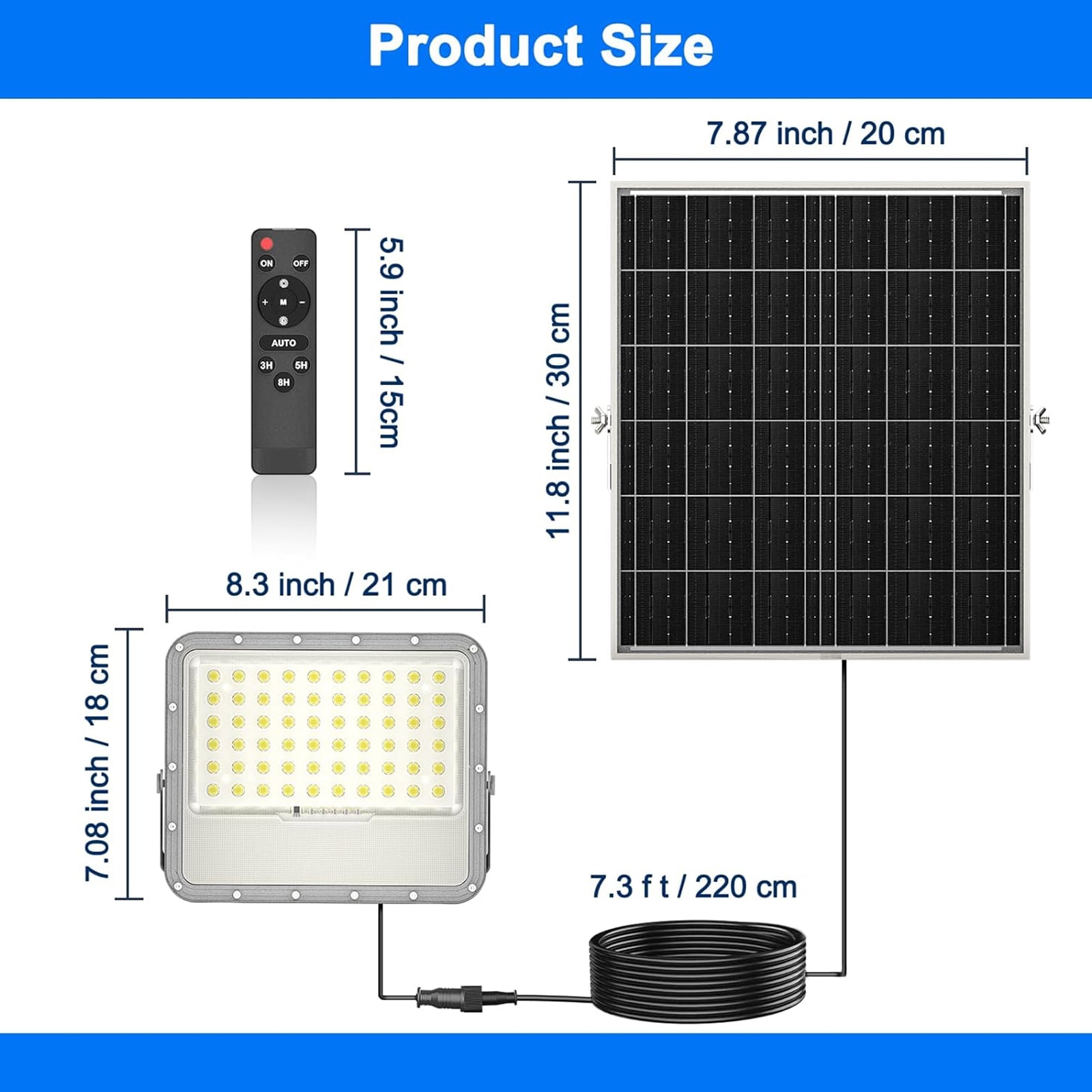 Solar Lights Outdoor Solar Flood Lights - 20000 Lumens LED Flood Lights 20000mAh IP65 Waterproof Solar Lights | Outside Lighting for Yard Garden (no Motion Sensor)