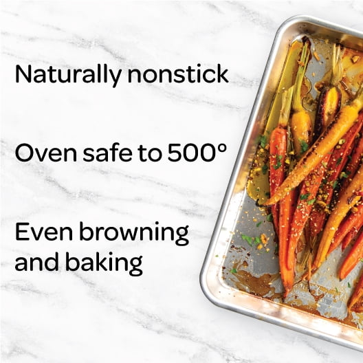 Nordic Ware Naturals 13" x 10" Aluminum Quarter Sheet, Rectangular Cookie & Baking Sheet Pan, Silver