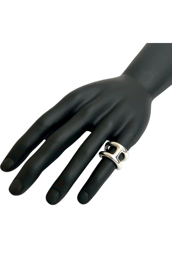Pre-Owned HERMES Osmos GM Silver 925 Ring, Size 13, for Men and Women, Silver, 82035 (Good)