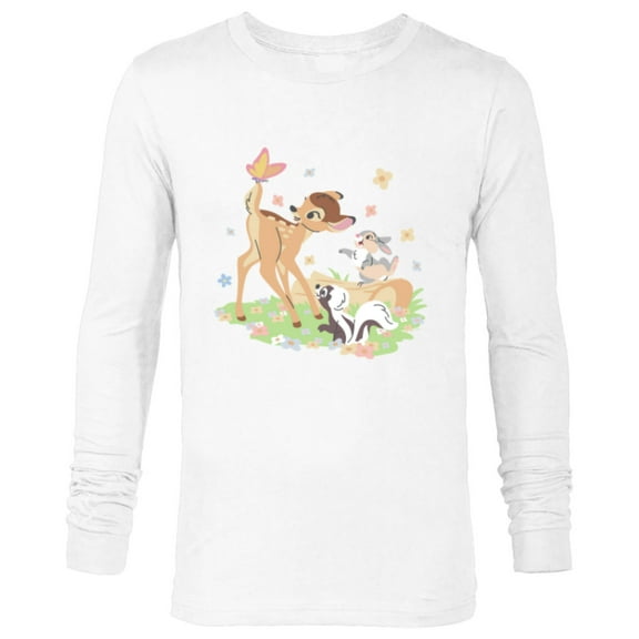 Disney Bambi Thumper & Flower Pastel Spring Easter Butterfly - Long Sleeve T-Shirt for Men - Customized-White