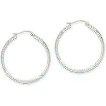 Primal Gold 14 Karat White Gold Diamond-cut 3.5x34mm Lightweight Hoop Earrings
