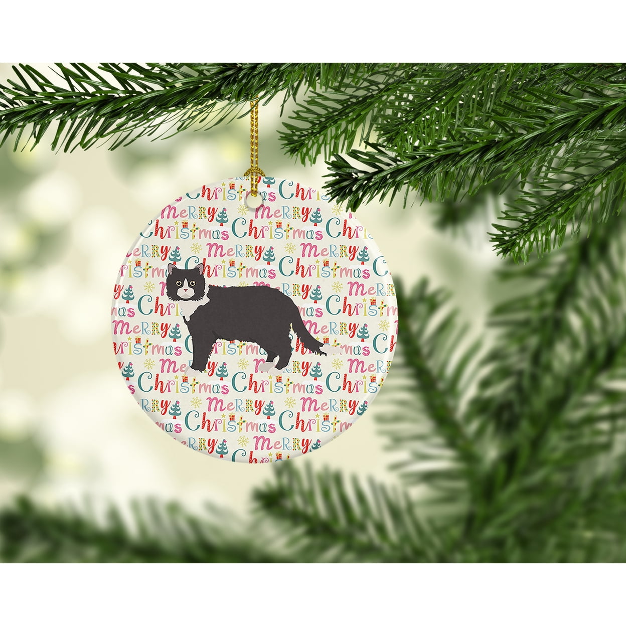 Poodle Cat #1 Cat Christmas Ceramic Ornament 2.8 in x 2.8 in