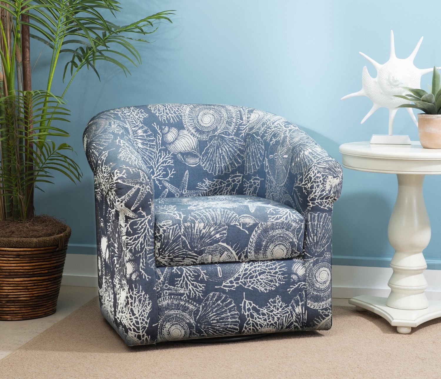 McRae Swivel Club Chair, Blue