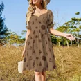 thumbnail image 2 of Folk Horror in brown Sleeveless Dress Casual dresses luxury dresses, 2 of 6