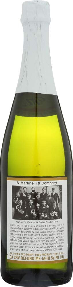 Martinelli's Gold Medal Sparkling Apple Cider Juice, 25.4 oz (8 Bottles)