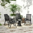 thumbnail image 6 of Outsunny Set of 4 Black Folding Patio Chairs, Stackable Outdoor Sling Dining Chairs with Armrests, Steel Frame, No Assembly, Ideal for Lawn, Camping, Beach, 242 lbs Capacity, 6 of 8