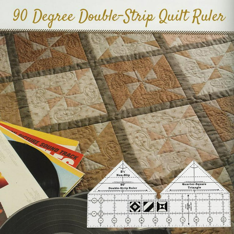 ON SALE! Loyerfyivos 90 Degree Double Strip Quilt Ruler, 10 Inch Acrylic  Quilting Triangle Rulers, Nonslip Quilting Rulers and Templates