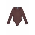 thumbnail image 4 of Forever 21 WGA LS Scoopneck Bodysuit, Color-Brown, Size-M, 4 of 5