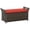 Red, variant on 27 Gallon Patio Storage Bench with Cushion, PE Rattan Wicker Rectangle Garden Box with Handles, Dark Blue Steel Frame for Outdoor Seating and Storage