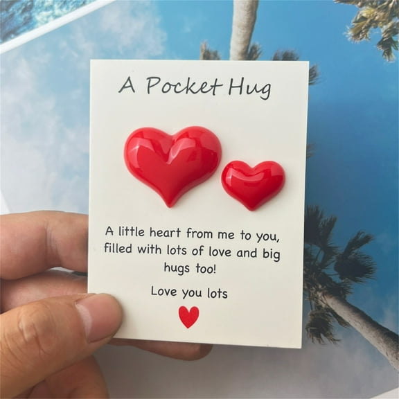 A Pocket Hug Heart-Shaped Valentine Cards For Teens & Valentine's Day Exchange 1 Pack, Valentine's Party Gift For Classroom School Party, Heart-Shaped Stone