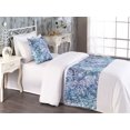 thumbnail image 2 of Floral Design Bed Runner Set, Grunge Themed Jungle Scene with Flowers and Leaves Pattern Art, Decorative Bedding Scarf & a Pillow Sham for Hotels Homes, Twin, Pale Ceil Blue Off White, by Ambesonne, 2 of 3