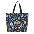 thumbnail image 2 of Bingfone Canvas Tote Bag for Women with Inner Pocket Aesthetic Cute Shopping Tote Bags Reusable Grocery Bags-Colorful Space, 2 of 9