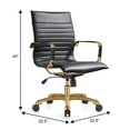 thumbnail image 6 of LeisureMod Harris Mid-Back Modern Leather Office Chair, Adjustable Swivel with Gold Frame, Black, 6 of 6