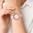 thumbnail image 5 of Strada Japanese Movement White Crystal with Pink Dial Watch in Pink Faux Leather Strap (36.32mm) Size 6.25-7.75" Birthday Christmas Gifts, 5 of 8