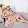 thumbnail image 5 of Oversized Wearable Blanket Hoodie,Pink Christmas Santa Pattern Sherpa Blanket Hoodie with Super Pockets,Super Warm Fuzzy Pullover for Women & Men, 5 of 6