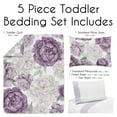 thumbnail image 3 of Sweet Jojo Designs Peony Floral Garden Lavender Purple and Ivory Toddler Bed Comforter Bedding Set Girl, 3 of 6