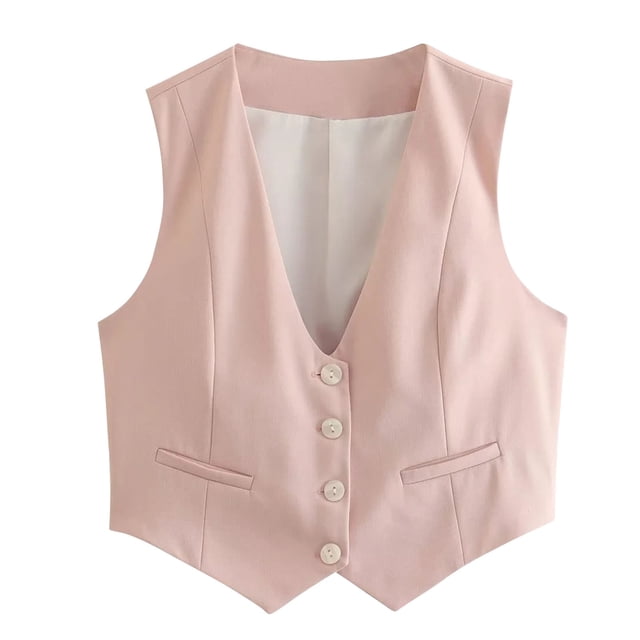 Timegard Tank Top for Women Button up Vests V Neck Slim Sleeveless Solid Color Top Summer Fashion