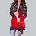 thumbnail image 2 of yardsong Women Halloween Cardigan Long Sleeve Open Front Spider Web Print Cardigans Fall Lightweight Min Length Shawl Collar Coat 2025 Red,XXL, 2 of 8