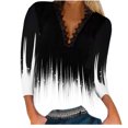 thumbnail image 2 of Camisetas para Mujer Fiudx Blusas de Salida Informales con Estampado de Manga 3/4 y Cuello En V, 2 of 6