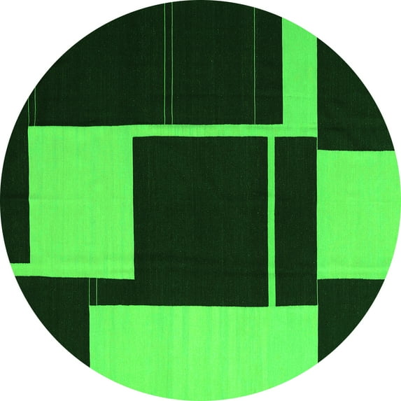 Ahgly Company Indoor Round Abstract Green Contemporary Area Rugs, 5' Round