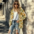 thumbnail image 5 of SCRAWLGOD Sunflower Long Cardigan for Women Lightweight Open Front Jacket Coat Outwear Long Sleeve Fall Cardigans for Women Trendy Comfortable Dressy Cardigans for Women Park Size 2XL, 5 of 7