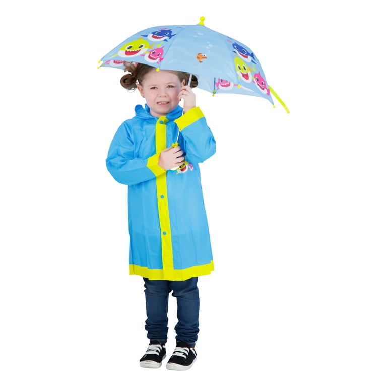 Nickelodeon Baby Shark Kids Umbrella with Matching Rain Poncho for Boys Ages 2 5