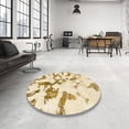 thumbnail image 4 of Ahgly Company Machine Washable Indoor Round Abstract Gold Area Rugs, 3' Round, 4 of 7