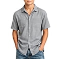 thumbnail image 2 of Mifsaly Boys Button Down Shirts Kids Short Sleeve Collared Blouses Lightweight Relaxed Fit Summer Beach Camp Tops, 2 of 6