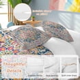 thumbnail image 3 of Colorful Boho Bedding 3 Piece Duvet Cover Set Queen Size, Ethnic Vintage Mexican Flowers Southwestern Soft Microfiber Comforter Cover with Zipper Closure & Pillowcases, FadeResistant Quilt Cover, 3 of 9