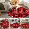 thumbnail image 5 of Round Area Rugs Collection 5 Ft, Valentine's Day Birds Non-Slip Residential Carpet, Love Branches Red Black Buffalo Plaid Indoor Crawling Mats Runner Rugs for Living Room/Dining Room/Bedroom, 5 of 8