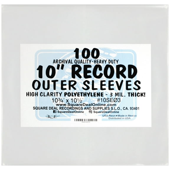 (100-Pack) 10 Inch 78rpm Clear Vinyl Record Outer Sleeves – Heavy-Duty 3 Mil High-Clarity Polyethylene – Flush Cut, Archival-Quality Protection for Album Covers – Shields from Dust, Scratches & Wear