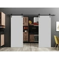 thumbnail image 3 of Sturdy Double Barn Door 64 x 84 inches | Planum 0010 Matte Grey | 13FT Rail Hangers Heavy Set | Solid Panel Interior Doors, 3 of 6
