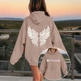 thumbnail image 2 of Cute Hoodie Sweatshirt for Girls Long Sleeve Pullover with Kangaroo Pocket Angel Wing Design Sweatshirt Casual Graphic Hoodies Pullover Tops for Spring and Fall(Khaki,3-4 Years), 2 of 6