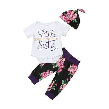 

Fanvereka Baby Sisters Trouser Suit Crew Neck Jumpsuit Top Hat Hairband Stretch Pants Set