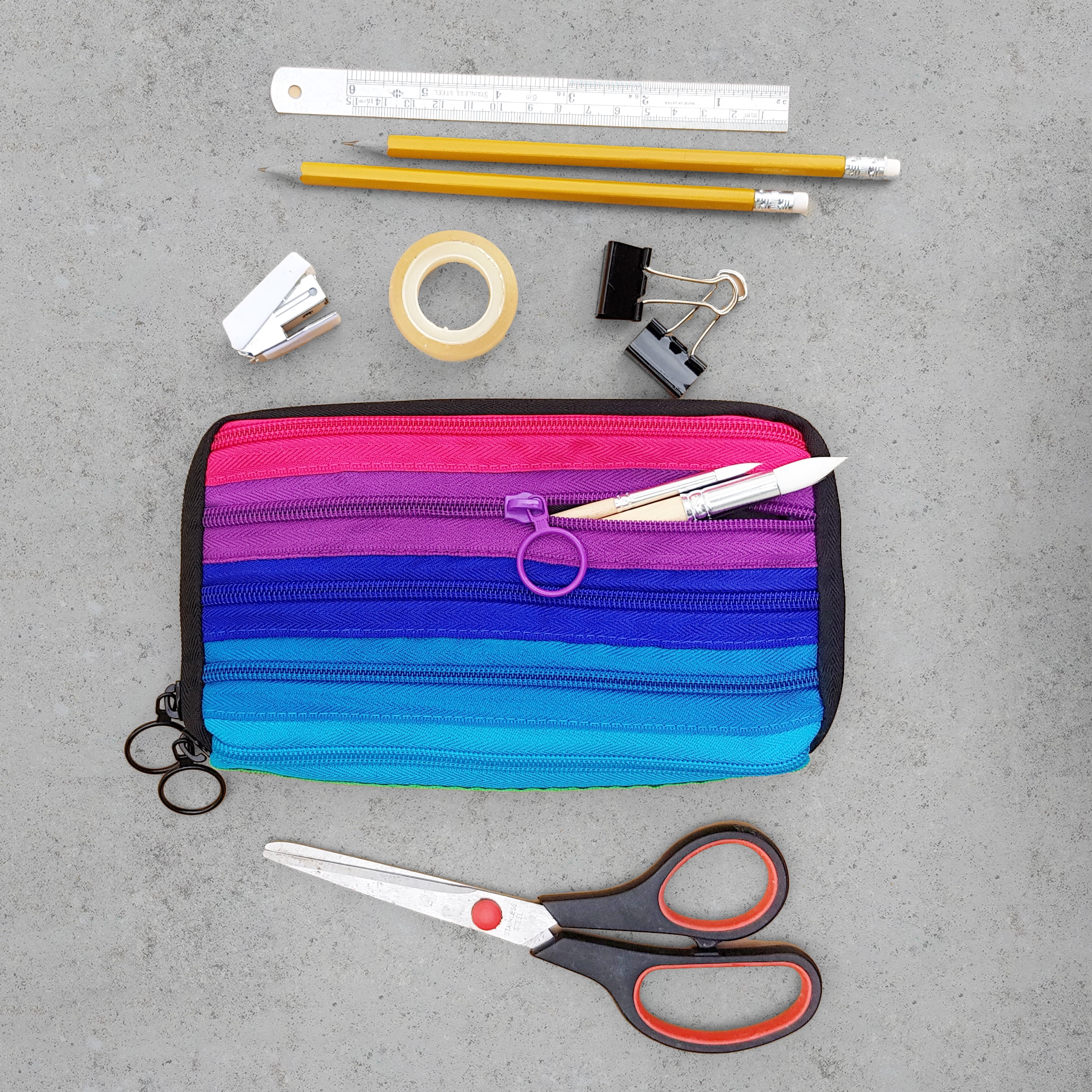 ZIPIT Colors Pencil Case | Rainbow Organizer Pouch with 3 Compartments | Large Capacity Storage