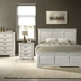 thumbnail image 3 of Roundhill Furniture Maderne Wood Panel Bed with Dresser, Mirror, Two Nightstands, Chest, King, Antique White Finish, 3 of 19