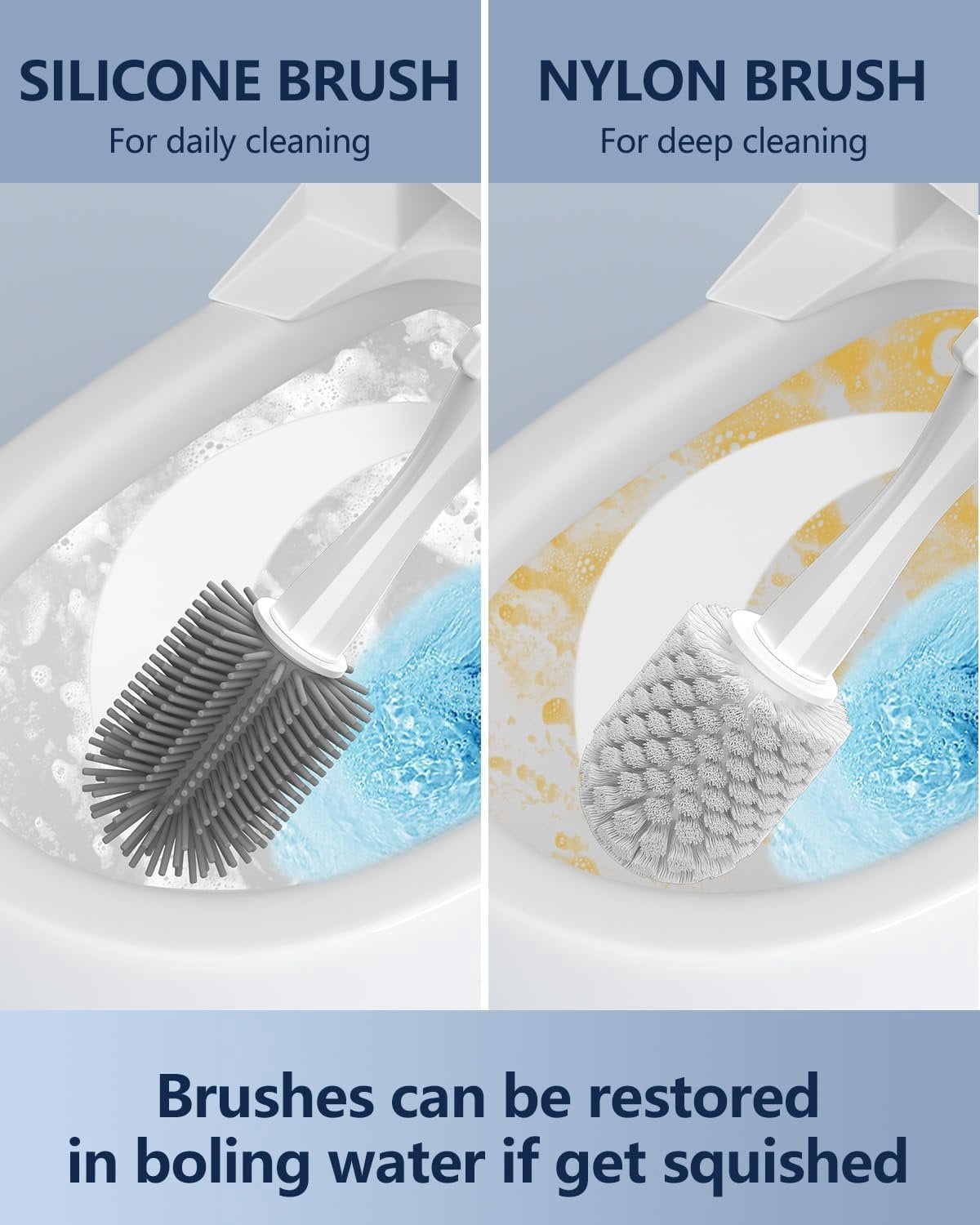 Electric Toilet Brush and Holder Set,  8 in 1 Electric Toilet Bowl Cleaning Kit with 8 Replaceable Brushes, Hard Nylon Brush and Soft  Brush, 6 Refills Disposable Cleaner Brush