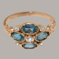 thumbnail image 5 of LBG British Made 18k Rose Gold Synthetic Cubic Zirconia & Real Genuine London Blue Topaz Womens Statement Ring - 33 size options - Size 5.75, 5 of 6