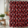 thumbnail image 2 of Winter Snowflakes Shower Curtain, 60" x 72", Christmas Snowing Red Black Plaid Modern Waterproof Bathroom Curtain Washable Shower Curtain Set with 12 Hooks, 2 of 6