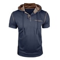 thumbnail image 6 of Hooded T Shirts for Man Summer Fashion Casual Short Sleeve Hoodie Shirt Pullover Tops with Chest Pocket Streetwear, 6 of 8