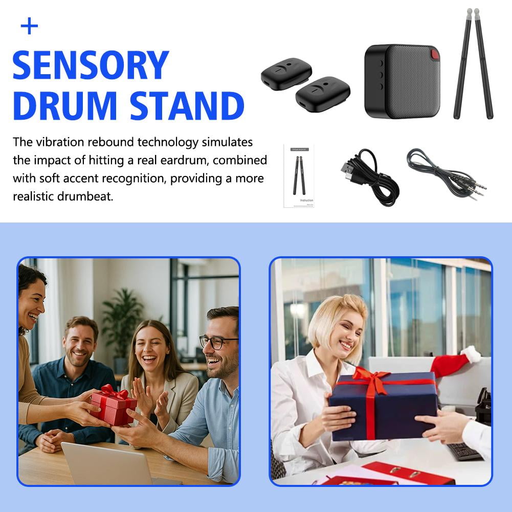 Upgraded Drumsticks with Speaker, Virtual Electronic Drum Set, Electric Drumsticks Drum Set, 3D Motion Sensing RGB, Electronic DrumSet & Pedals & Bluetooth Adapter & 8 Sounds