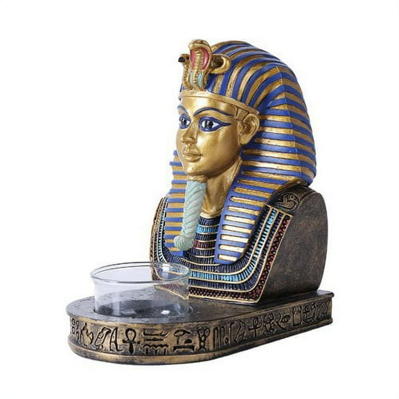 Nile River Dynasty Egyptian King Pharaoh Tutankhamun Tut Bust Mask Votive Candle Holder Figurine Collectible Statue