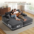 thumbnail image 5 of Muumblus Indoor Double Chaise Lounge Sofa with Cup Holders, 69"W Oversized Deep Seat Cloud Sectional Sofa, Boneless Sleeper Couch Bed, Gray Corduroy, 5 of 11
