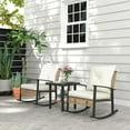 thumbnail image 2 of Resenkos 3-Piece Patio Furniture Set,Button Tufted Cushions, Rattan Rocking Chairs, Coffee Table, White, 2 of 11