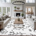 thumbnail image 4 of Black White Plant Washable Living Room Rugs 5'x7', Floral Farmhouse Leaf Retro Flower Botanical Low Pile Throw Large Area Rugs Non-Slip Sturdy Edge Binding Carpet for Dining Room Bedside Kitchen, 4 of 9