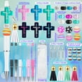 thumbnail image 2 of Beadable Pens 12 Sets Jesus Theme Ballpoint Pens DIY Making Kit with Jesus Cross Silicone Focal Beads Alloy Pendants Assorted Spacer and Tassels (Jesus Theme), 2 of 5