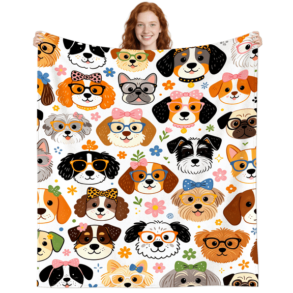 Funny Dog Blanket Gifts for Women Men Dad Mom Dog Lovers,Cute Soft Lightweight Dogs Throw Blankets for Couch Bed Car 50x40 Inch